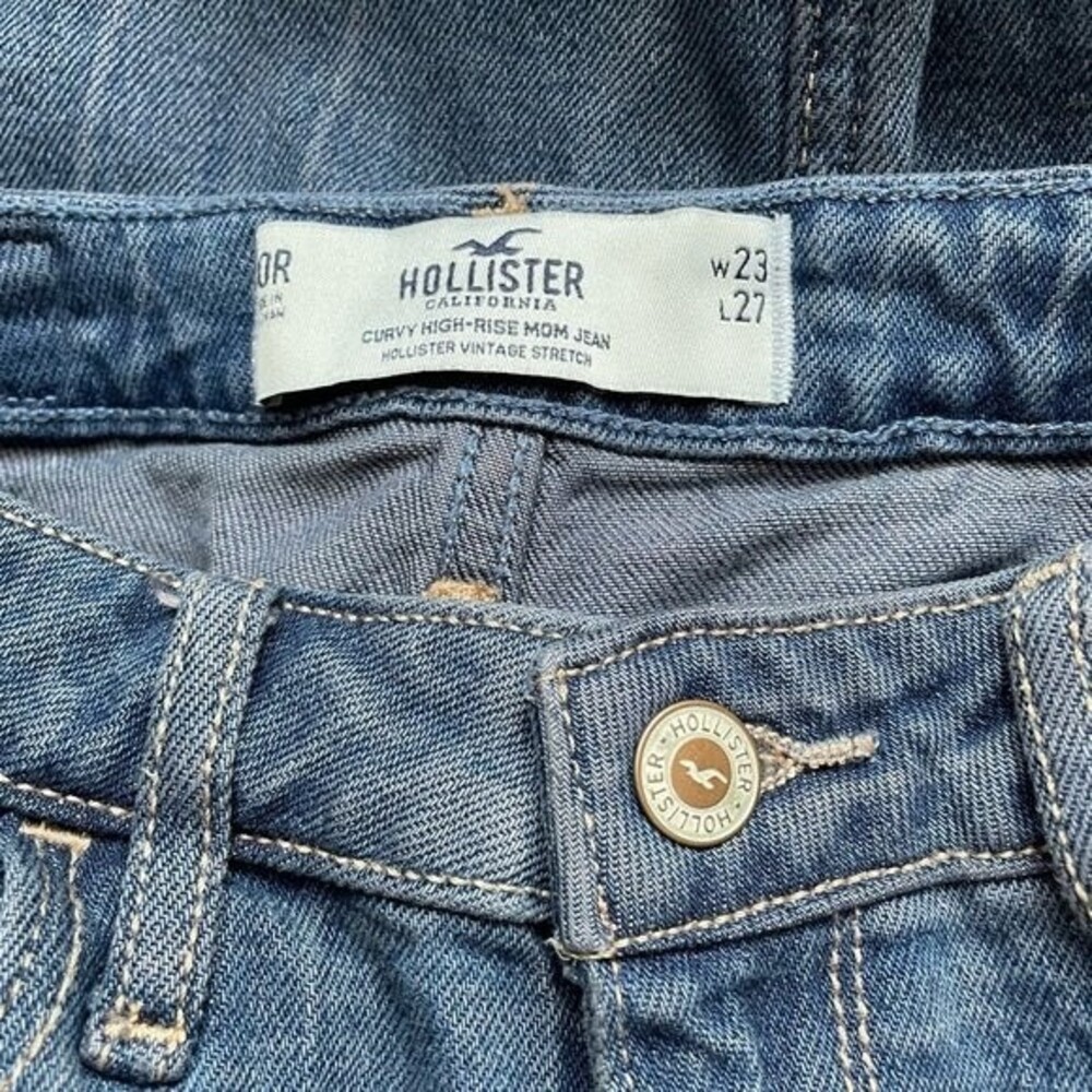 Hollister Y2K Jeans Curvy High Rise Mom Jean Medium Blue Patch Women’s Size 23 - Picture 6 of 11